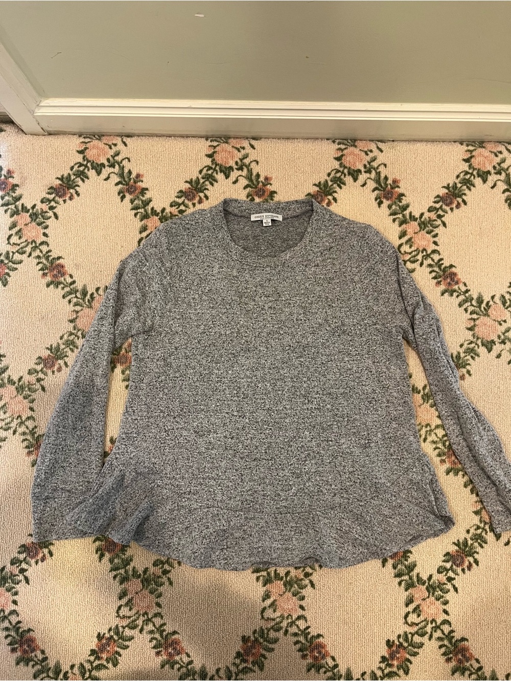 Heather Gray Long-Sleeve peplum Crewneck Top